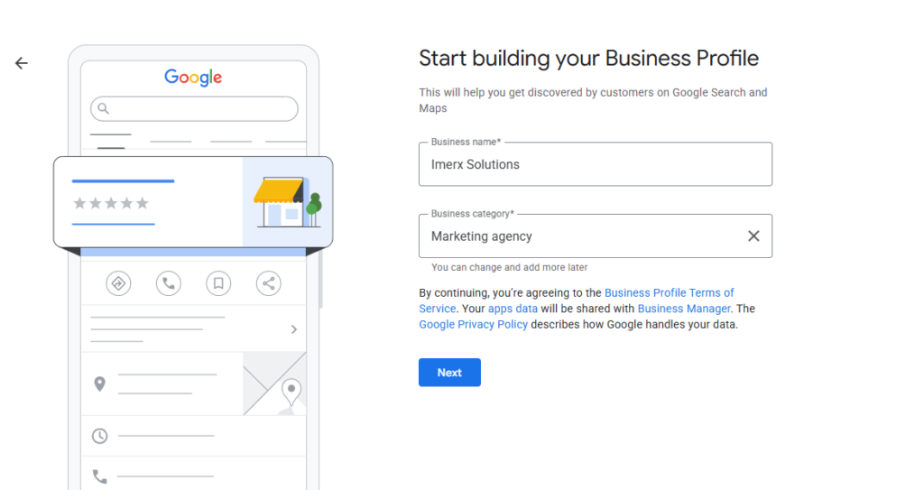 Google Business Profile setup page for Pakistani businesses
